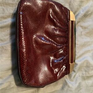 Elegant Argentinian Cuero Vaca Brown Snakeskin Shoulder Bag